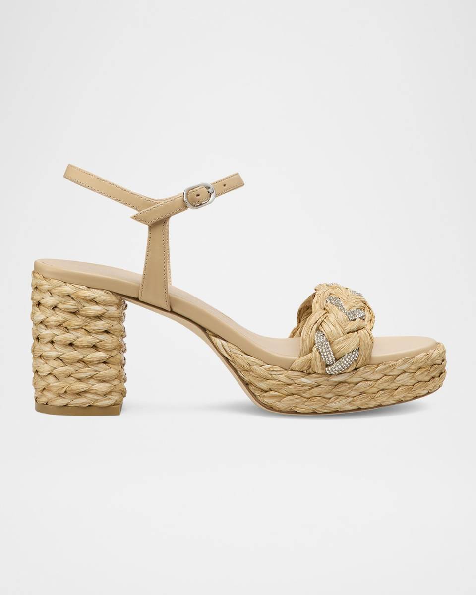 Lana Raffia Crystal Platform Sandals